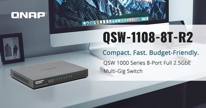 A QNAP BEMUTATTA A QSW-1000 SOROZATÚ, 8 PORTOS, 2,5 GBE-S, MULTIGIGABITES SWITCHET – KOMPAKT, GYORS, KÖLTSÉGHATÉKONY
