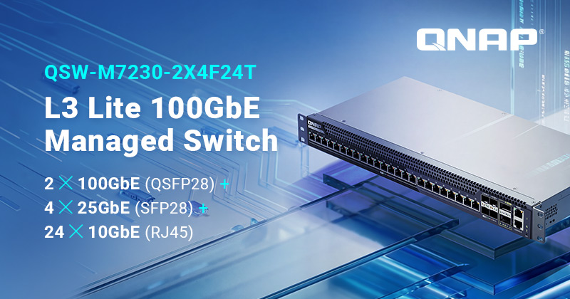 A QNAP BEMUTATJA A QSW-M7230-2X4F24T L3 LITE 100 GBE-S MENEDZSELHETŐ SWITCHET